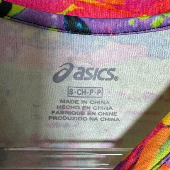 Asics Womens Long Sleeve Running Shirt Size Small Multicolor Abstract Print Top - Picture 4 of 6